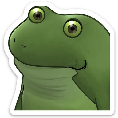 Two beige circles stuck together with a rainbow shooting out of them sticker