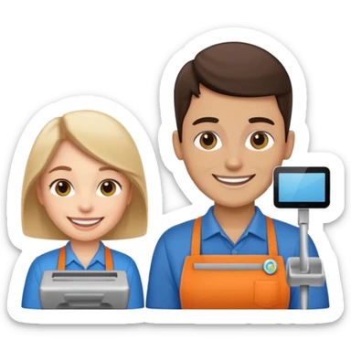 cashier and a person sticker