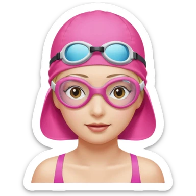 woman pink swim cap goggles sticker