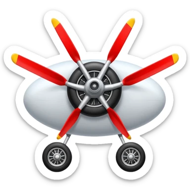 he aircraft's landing gear is one inflated, plump wheel with a strut, black in color, cartoon-style sticker