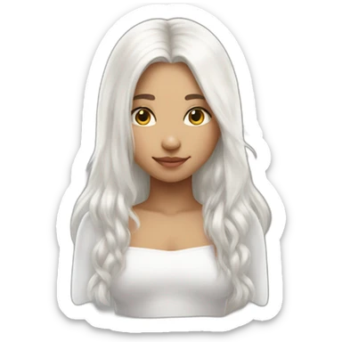 girl with angel wings on her back and white straight hair sticker