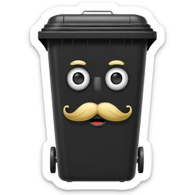 Wheelie bin with a moustache  sticker