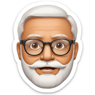 prime minister modi as a friendly emoji, with glasses and white beard sticker