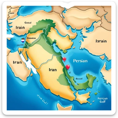 Map of the Persian Gulf of Iran sticker