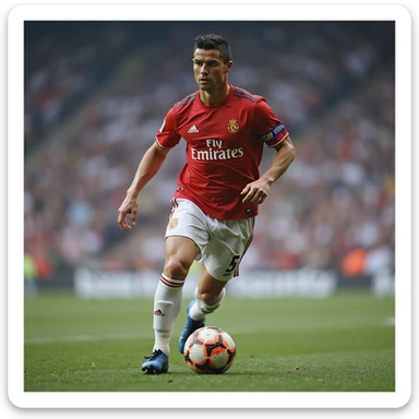 realistic portrait of Cristiano Ronaldo, photorealistic style, action shot, neutral background sticker