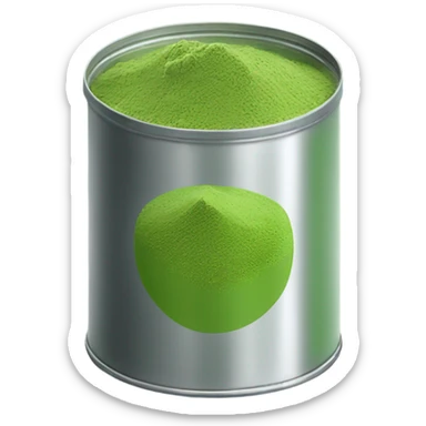 Matcha powder in a metal can sticker