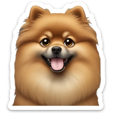 A brown pomeranian with a gray muzzle sticker
