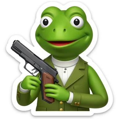 Kermit the frog with a Glock 19 sticker