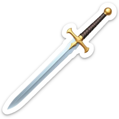 Clash of Clans aesthetic: Cinematic Playful Pixel 3D Sword Emoji, rendered in a 3D vector-style similar to standard emojis with minimal shading and bold, simplified shapes. A compact, distinct form with signature details, softly glowing with a pixelated adventure charm. Simplified yet unmistakably iconic, highly detailed and consistent, glowing with a soft radiance and high shine. Stylized with a touch of classic pixel-art charm and a soft glowing outline, capturing the essence of a beloved gaming relic with a friendly, playful manner! sticker