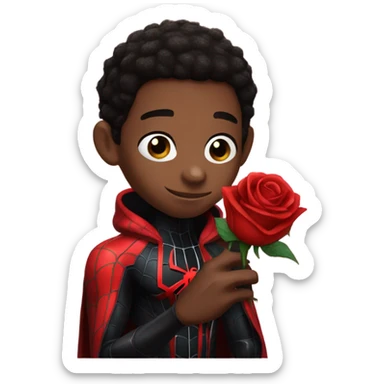 miles morales holding a rose sticker
