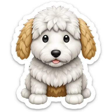 Black and white fluffy big golden doodle  sticker