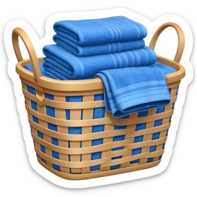 laundry basket with blue towels sticker