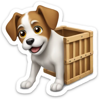 Dog trying to escape from her crate sticker