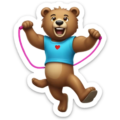Bear using a jump rope sticker