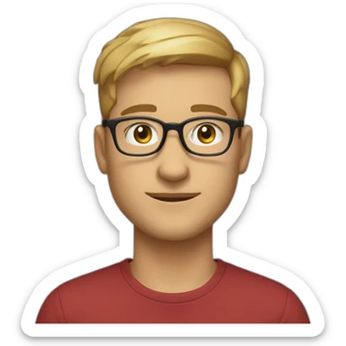 Mann, 26 Jahre, runde Brille mit Goldgestell, Schnurrbart, dunkelblond sticker