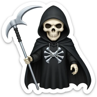 zoomed black hood skull scythe sticker