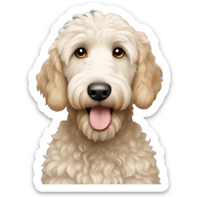 White and beige goldendoodle sticker