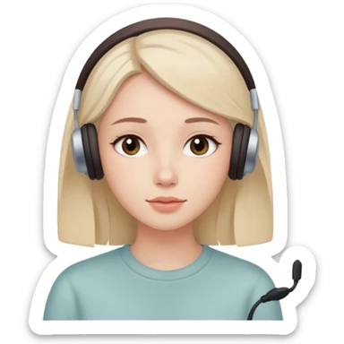 woman listening to ASMR, soft color palette, smooth edges, serene face sticker