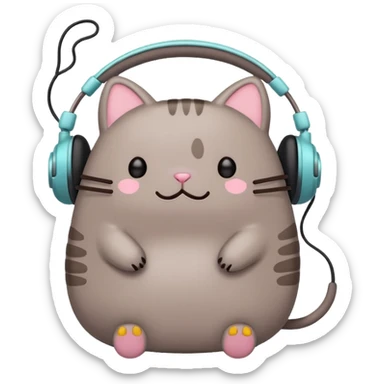 Pusheen with earphones  sticker