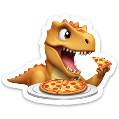 dinosaur eating pizza sticker