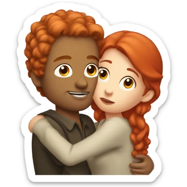 Girl with red hair kissing man  sticker