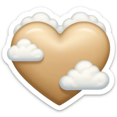 beige heart + cloud sticker