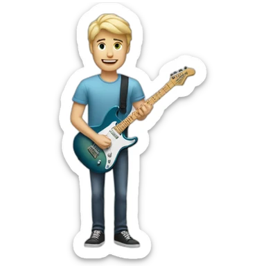 blonde white guy holding an electric guitar sticker