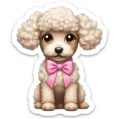 cute poodle wearing a pink bow sticker
