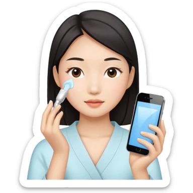 Asian girl doing skincare sticker