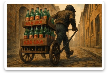 aka-uka ichimlik ortilgan aravani olib qochishyapti orqa tarafdan rakurs yuzi ko'rinmasin sticker