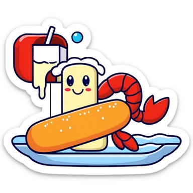 A red lobster holding a Twinkie with extra cream the Twinkies were bubble also so sad daddy sticker