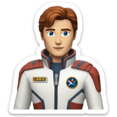 alain delon young space pilot blue eyes neat red hair sticker