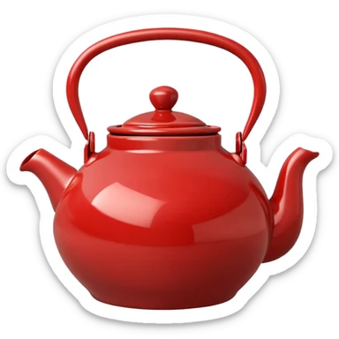 teapot with lid emoji style, similar to dual sword and coffee cup emoji style, moderate red color #c05734 sticker