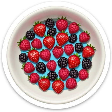 bowl negro solo de frutos rojos: fresas, moras, frambuesas. con vista desde arriba. sticker