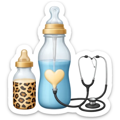 stethescope, baby bottle, cute baby scrapbooking paper animal print  sticker