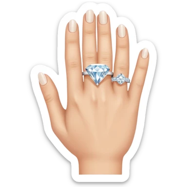 LEFT hand with diamond ring on ring finger (second finger from the pinkie) sticker