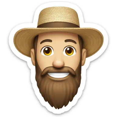 Amish man white with brown straw hat building a building with beard smiling sticker