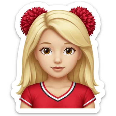 Girl with long blonde hair and pom poms cheerleader sticker