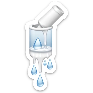 individual white glue white drops falling and dripping down out of a tube, all white sticker