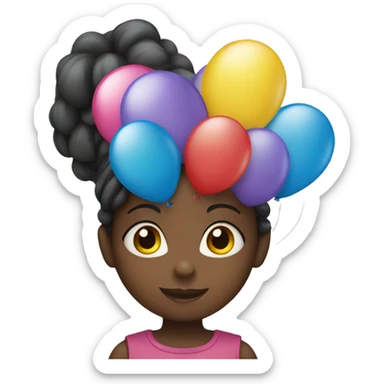 A little black girl holding 5 balloons  sticker