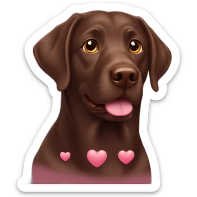 Chocolate labrador with hearts sticker