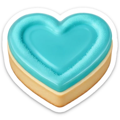 Realistic shortbread cookie in the shape of a heart with Tiffany blue color jelly middle filling and sprinkled powder sugar on top. sticker
