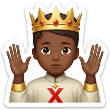 son of the chinese king saying "no" and showing X with hands  sticker