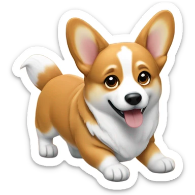 Realistic corgi on wooden floor sticker
