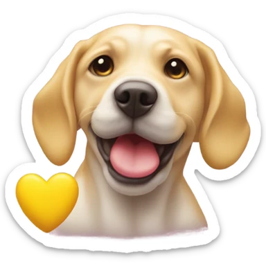 a kissy emoji sucking on a yellow colored bone sticker