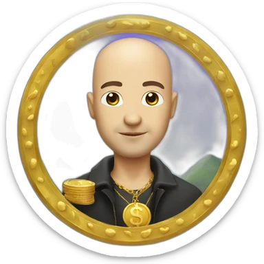 white italian guy with bald head and $ sign gold chain sticker