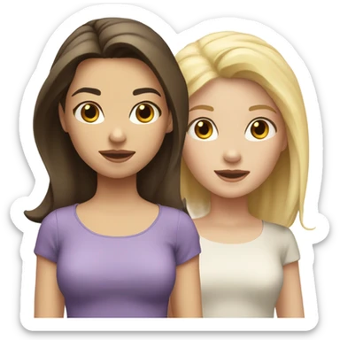 One brunette girl and one blonde girl both are white skin sticker