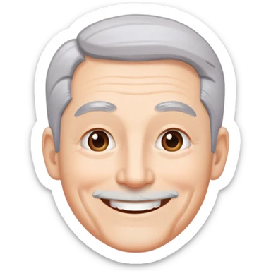 "- Nam
- 50 tuổi
- Da trắng
- Tóc bạc, lông mày trắng
- Cười mỉm
" sticker