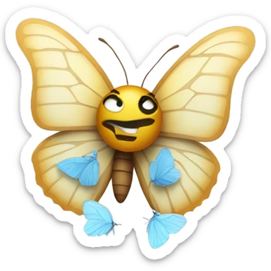 Cold emoji with butterfly wins sticker