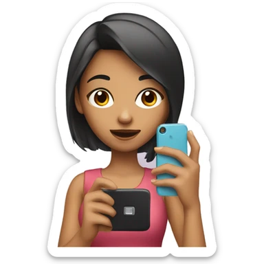 a girl with a phone making selfie sticker